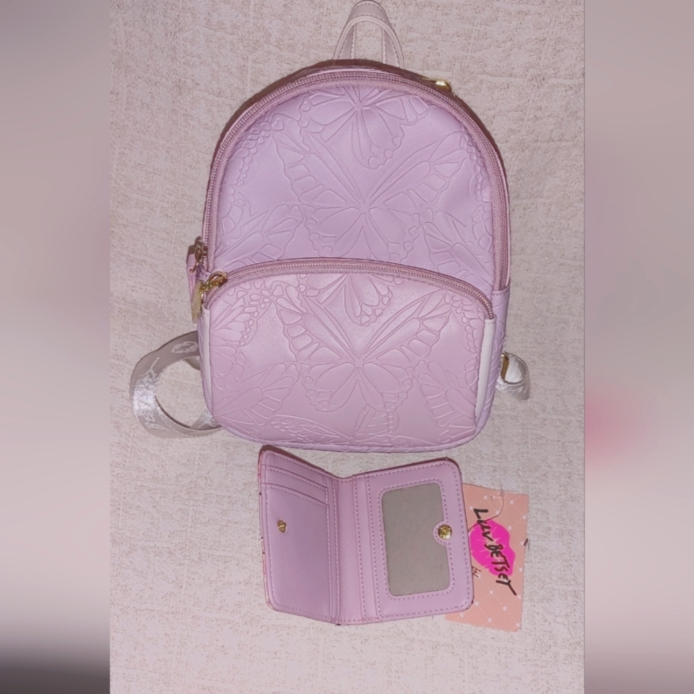 New Retired Betsey Johnson Butterfly Backpack & Wallet